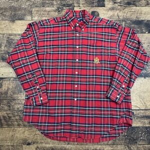 Ralph Lauren Sport Plaid Button Down Shirt Men's XL Red Classic Fit Cotton